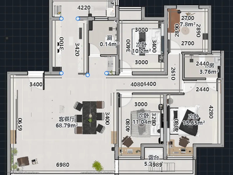 上品时代 四房两厅 现代极简装修实景（枝江）
